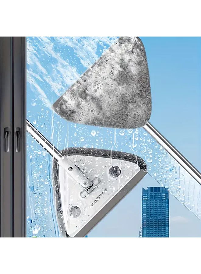 Joybos White 2 In 1 Telescopic Glass Cleaning Tool With Wiper Scraper And Squeegee For Indoor Outdoor Use - Image 1